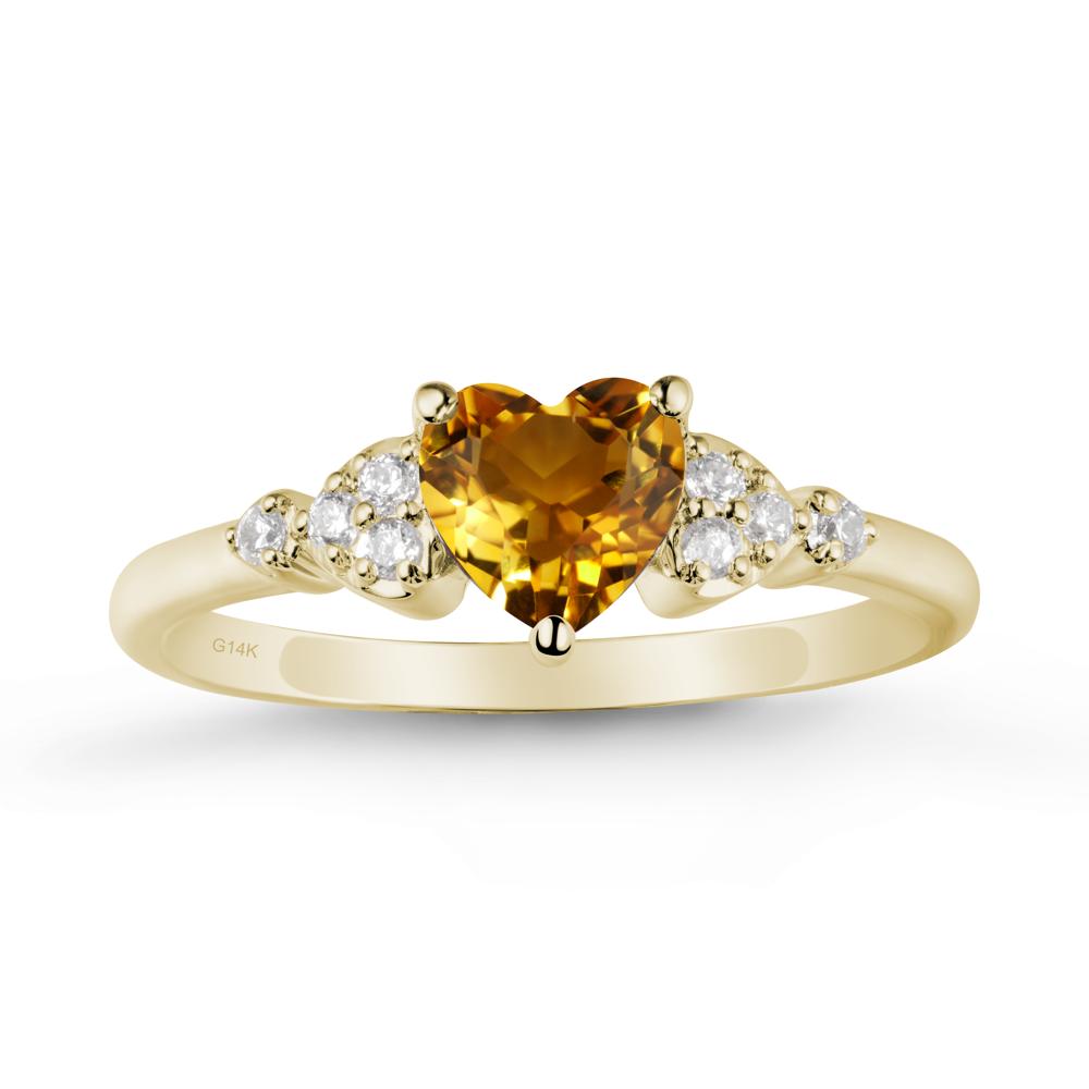 Simple Heart Shaped Citrine Ring - LUO Jewelry #metal_14k yellow gold