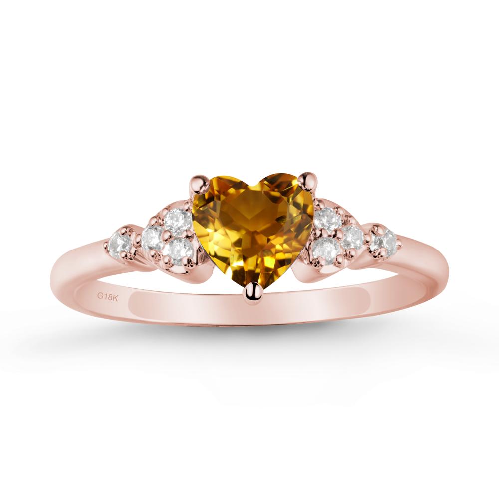 Simple Heart Shaped Citrine Ring - LUO Jewelry #metal_18k rose gold