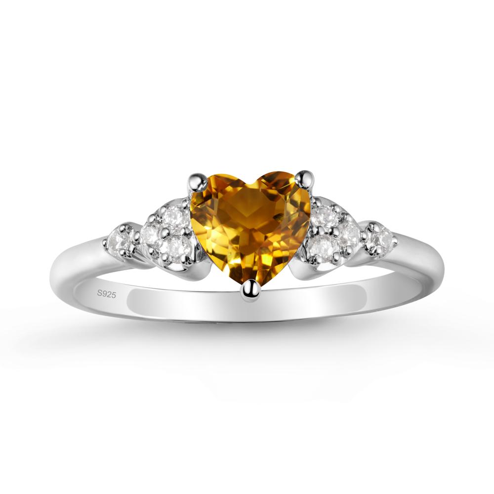 Simple Heart Shaped Citrine Ring - LUO Jewelry #metal_sterling silver