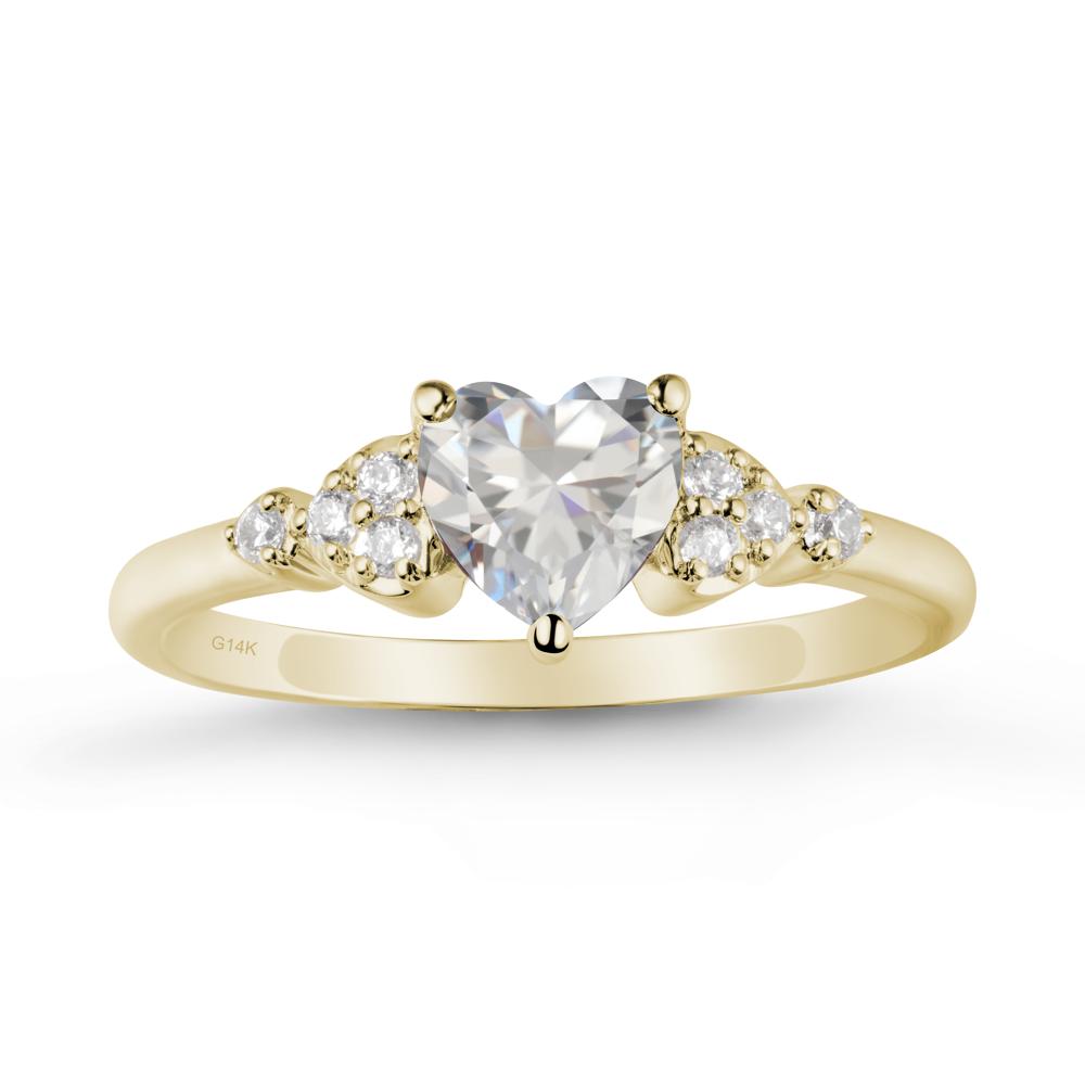 Heart Shaped Prong Set Cubic Zirconia Ring - LUO Jewelry #metal_14k yellow gold