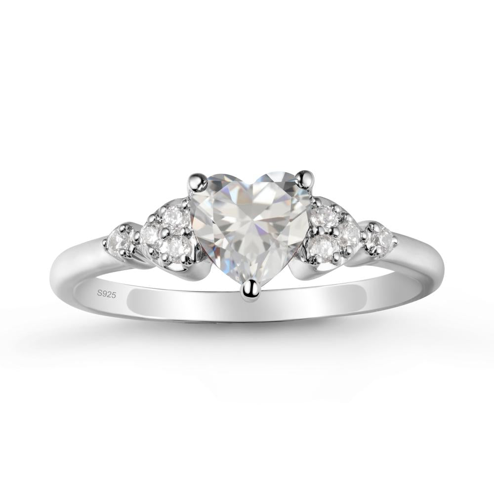 Heart Shaped Prong Set Cubic Zirconia Ring - LUO Jewelry #metal_sterling silver