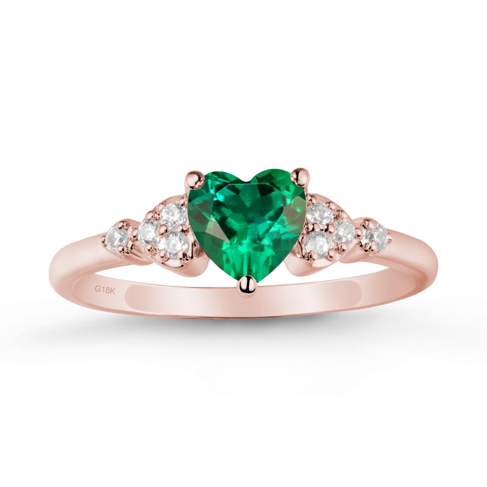 Simple Heart Shaped Emerald Ring - LUO Jewelry #metal_18k rose gold