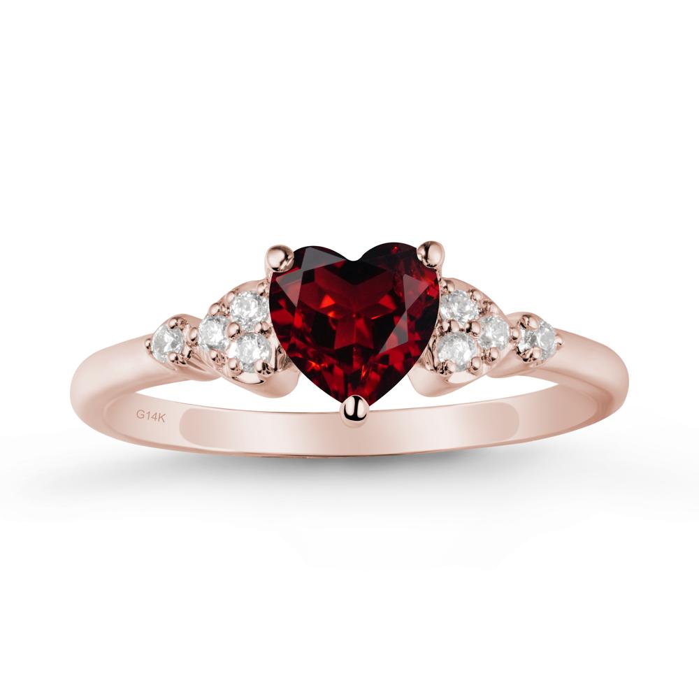 Heart Shaped Prong Set Garnet Ring - LUO Jewelry #metal_14k rose gold