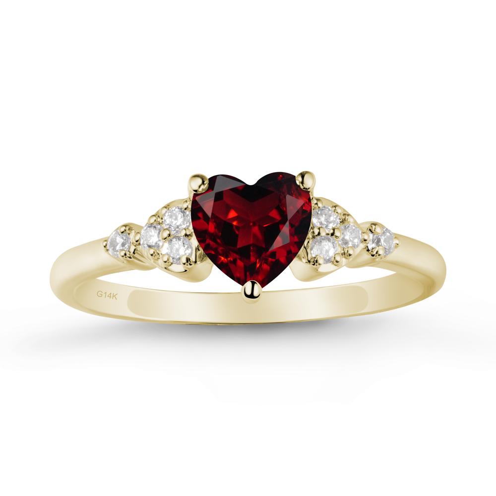 Heart Shaped Prong Set Garnet Ring - LUO Jewelry #metal_14k yellow gold
