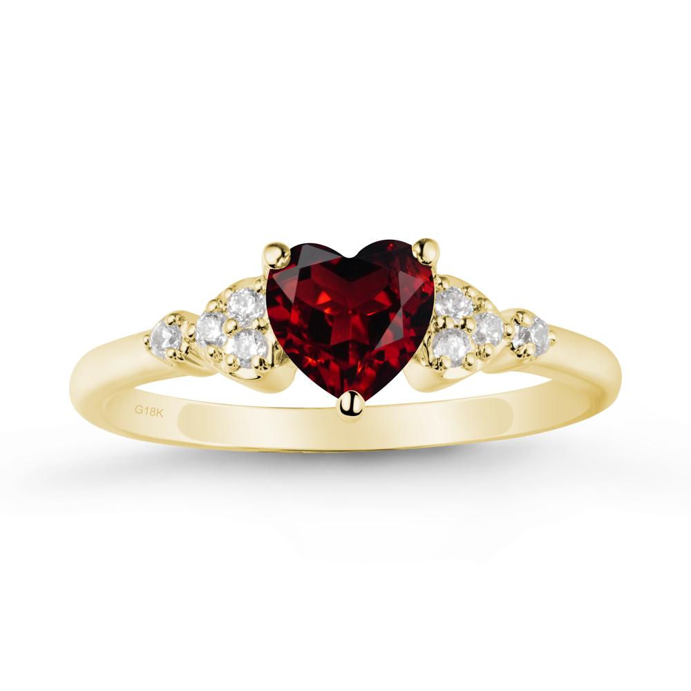 Heart Shaped Prong Set Garnet Ring - LUO Jewelry #metal_18k yellow gold