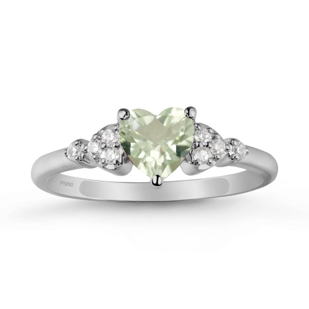 Simple Heart Shaped Green Amethyst Ring - LUO Jewelry #metal_platinum