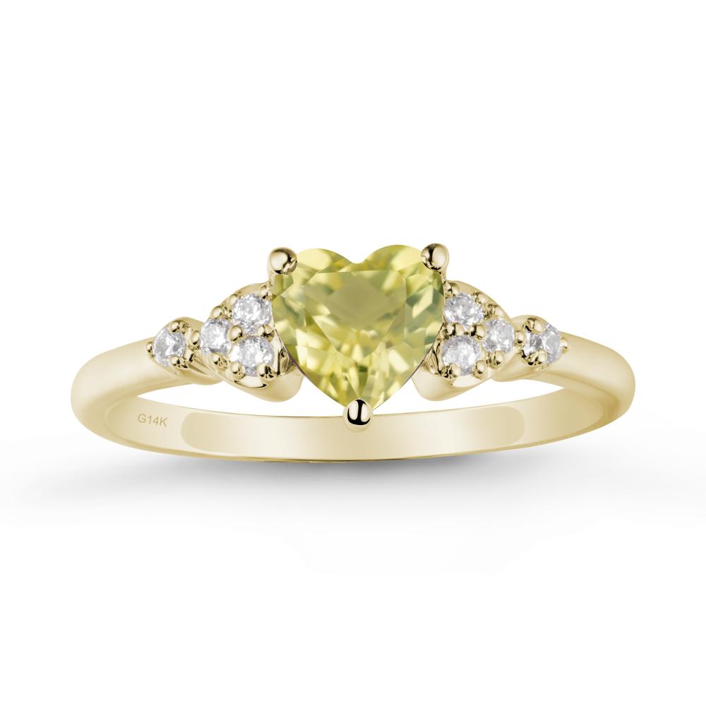 Simple Heart Shaped Lemon Quartz Ring - LUO Jewelry #metal_14k yellow gold