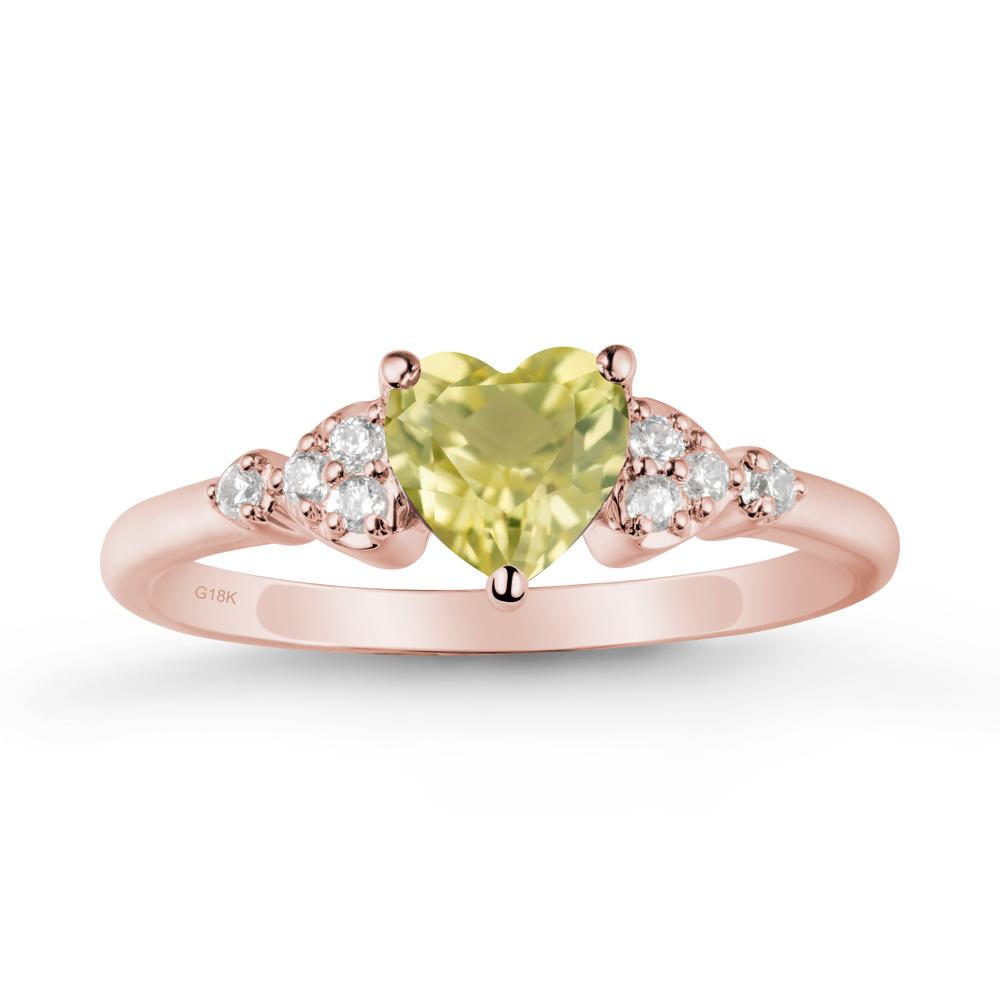 Simple Heart Shaped Lemon Quartz Ring - LUO Jewelry #metal_18k rose gold