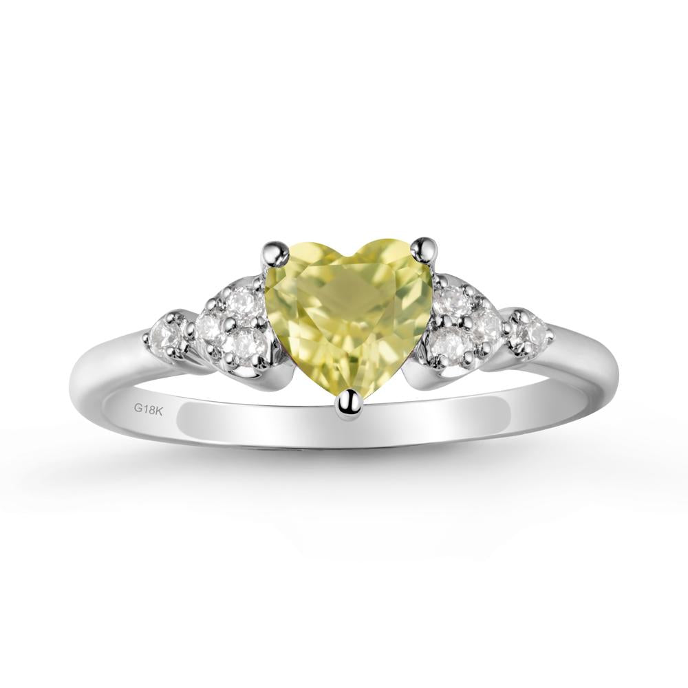 Simple Heart Shaped Lemon Quartz Ring - LUO Jewelry #metal_18k white gold