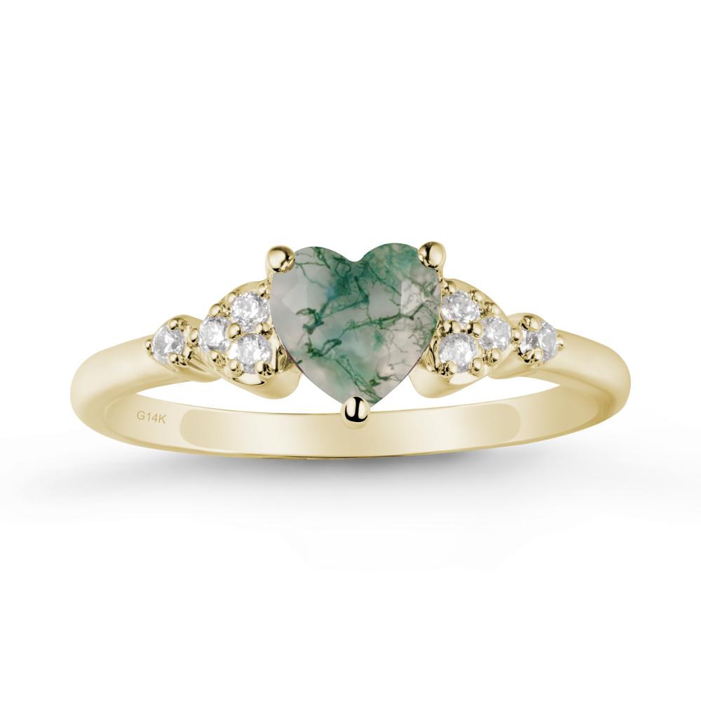 Simple Heart Shaped Moss Agate Ring - LUO Jewelry #metal_14k yellow gold