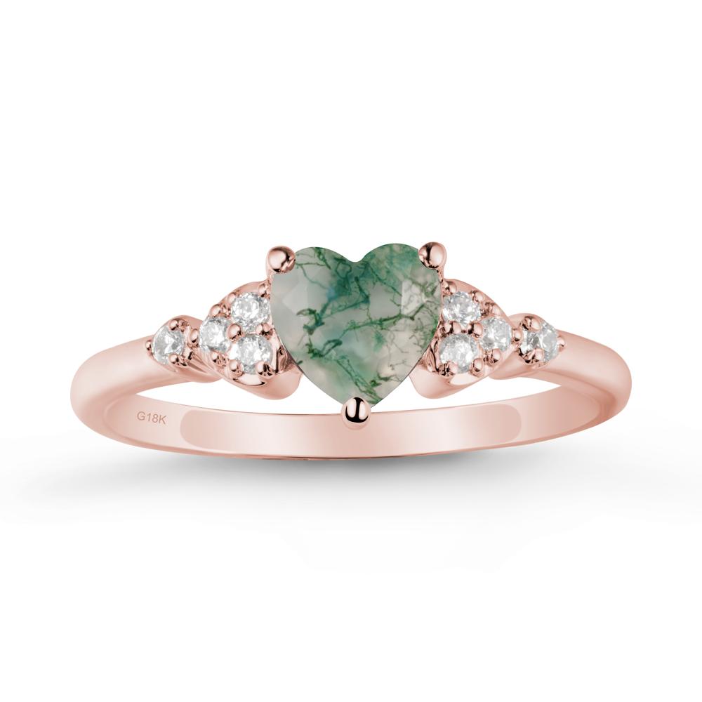 Simple Heart Shaped Moss Agate Ring - LUO Jewelry #metal_18k rose gold