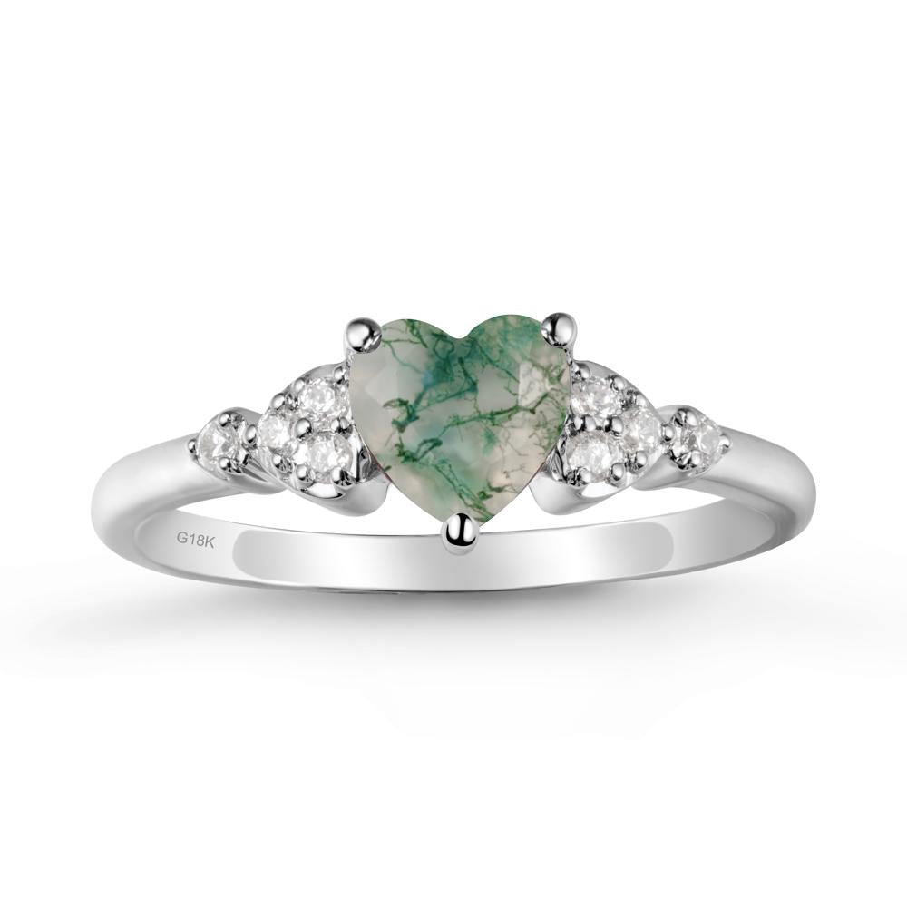 Simple Heart Shaped Moss Agate Ring - LUO Jewelry #metal_18k white gold