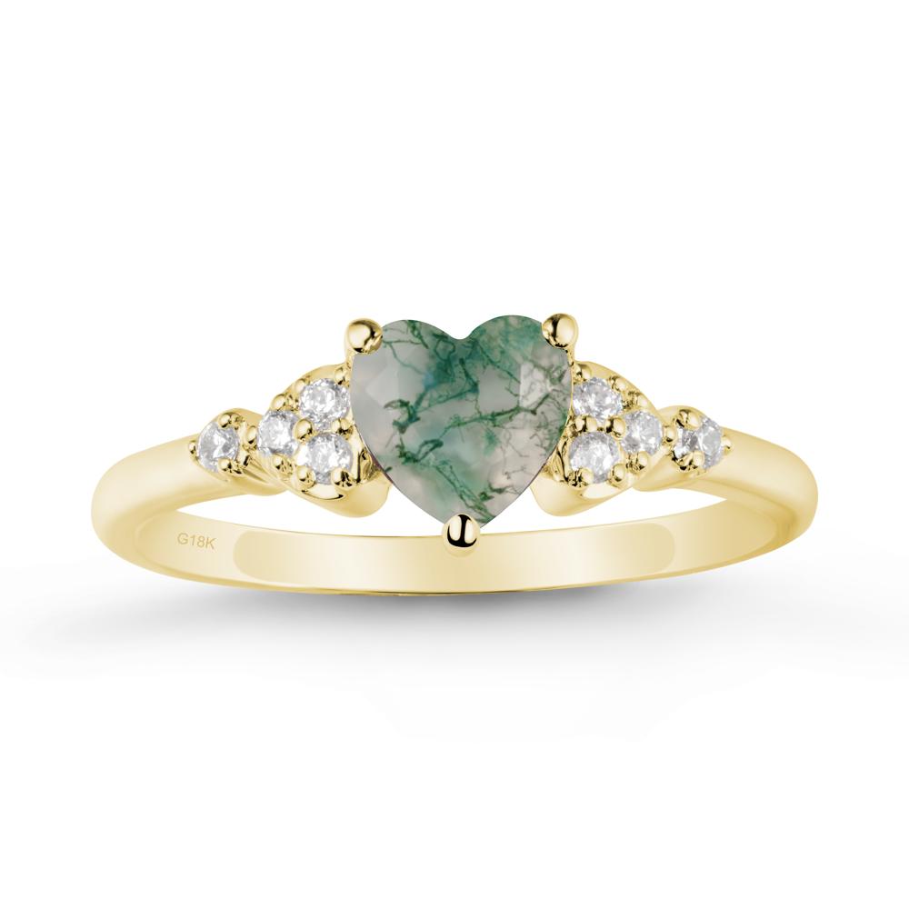 Simple Heart Shaped Moss Agate Ring - LUO Jewelry #metal_18k yellow gold
