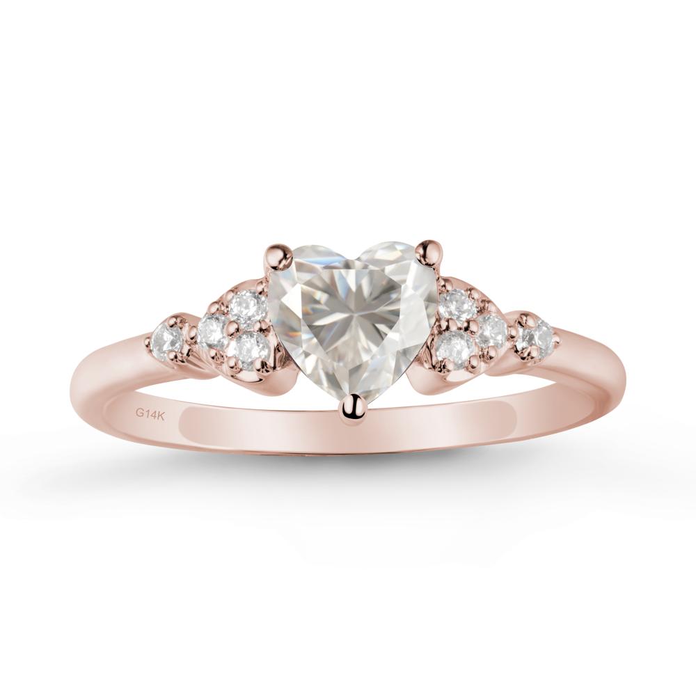 Heart Shaped Prong Set Moissanite Ring - LUO Jewelry #metal_14k rose gold