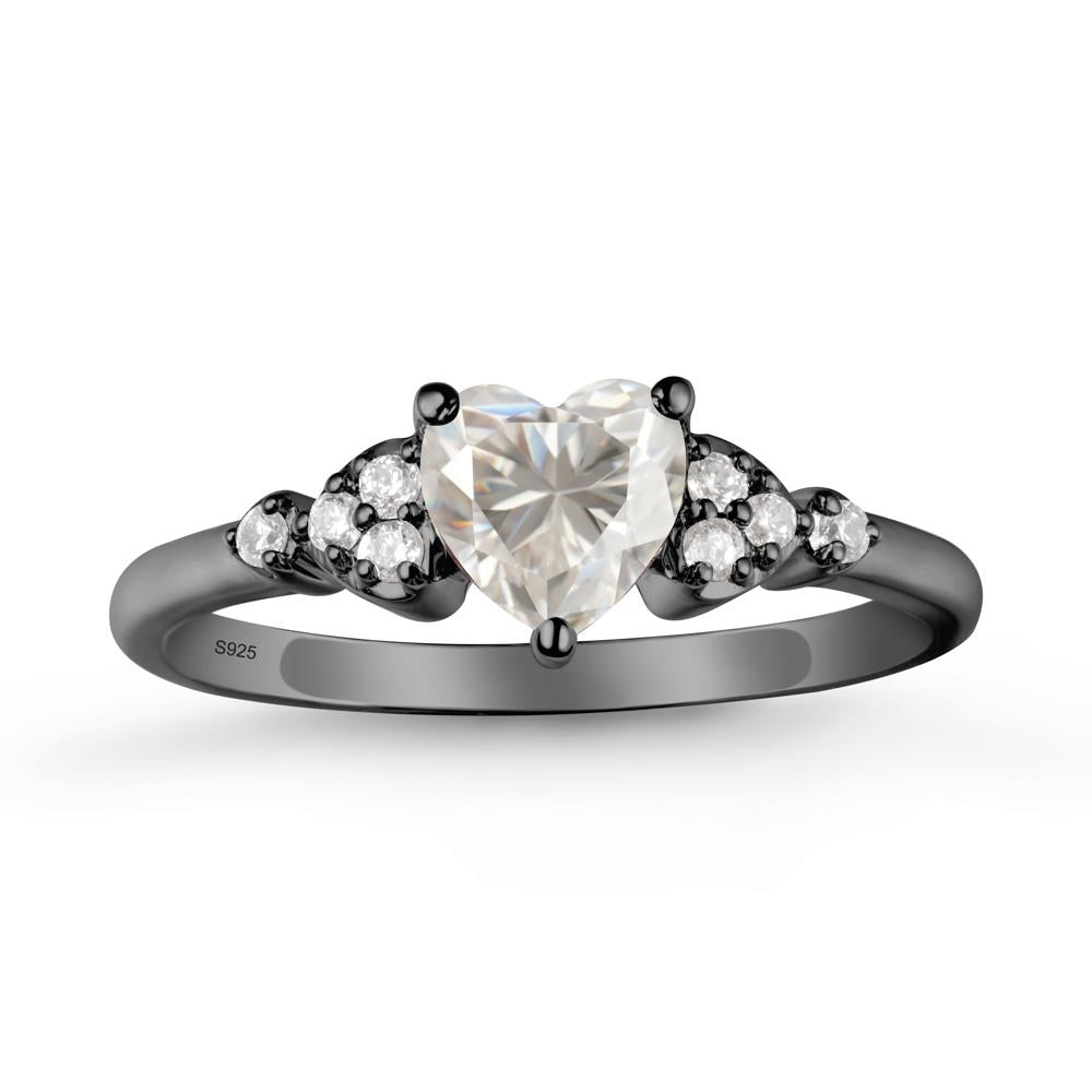Heart Shaped Prong Set Moissanite Ring - LUO Jewelry #metal_black finish sterling silver