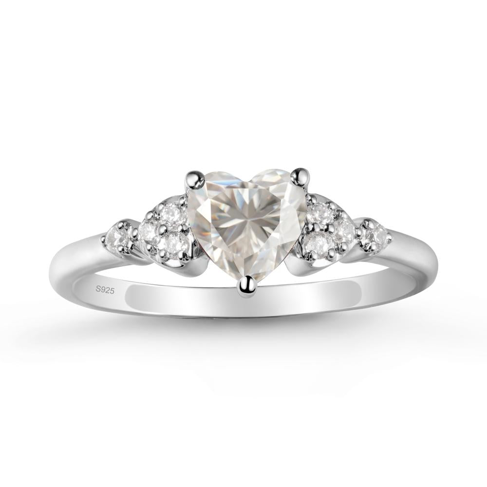 Heart Shaped Prong Set Moissanite Ring - LUO Jewelry #metal_sterling silver