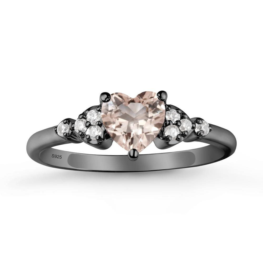 Simple Heart Shaped Morganite Ring - LUO Jewelry #metal_black finish sterling silver