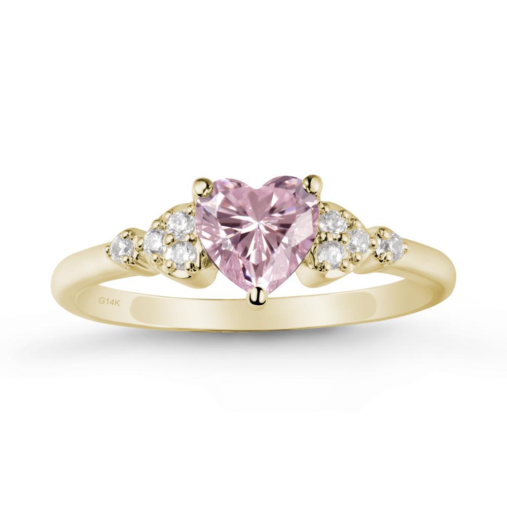 Heart Shaped Prong Set Pink Cubic Zirconia Ring - LUO Jewelry #metal_14k yellow gold
