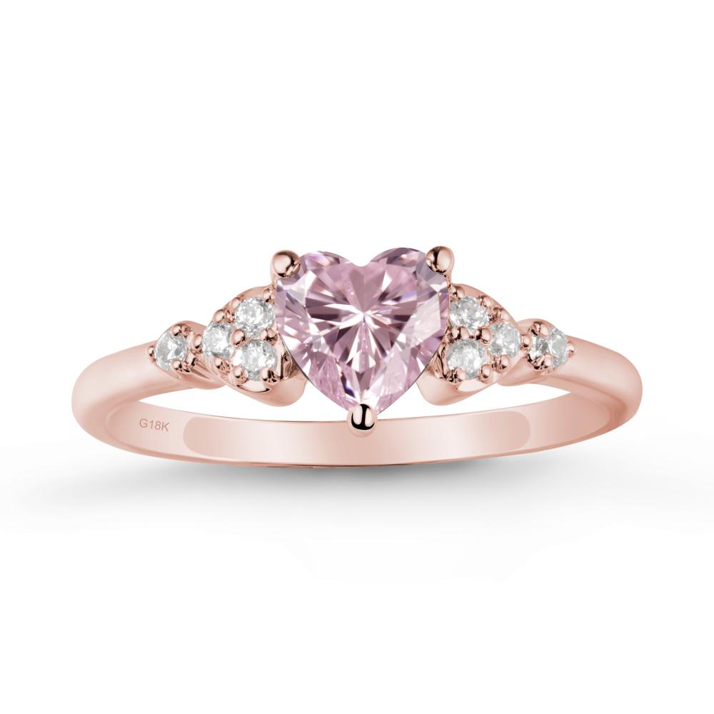 Heart Shaped Prong Set Pink Cubic Zirconia Ring - LUO Jewelry #metal_18k rose gold