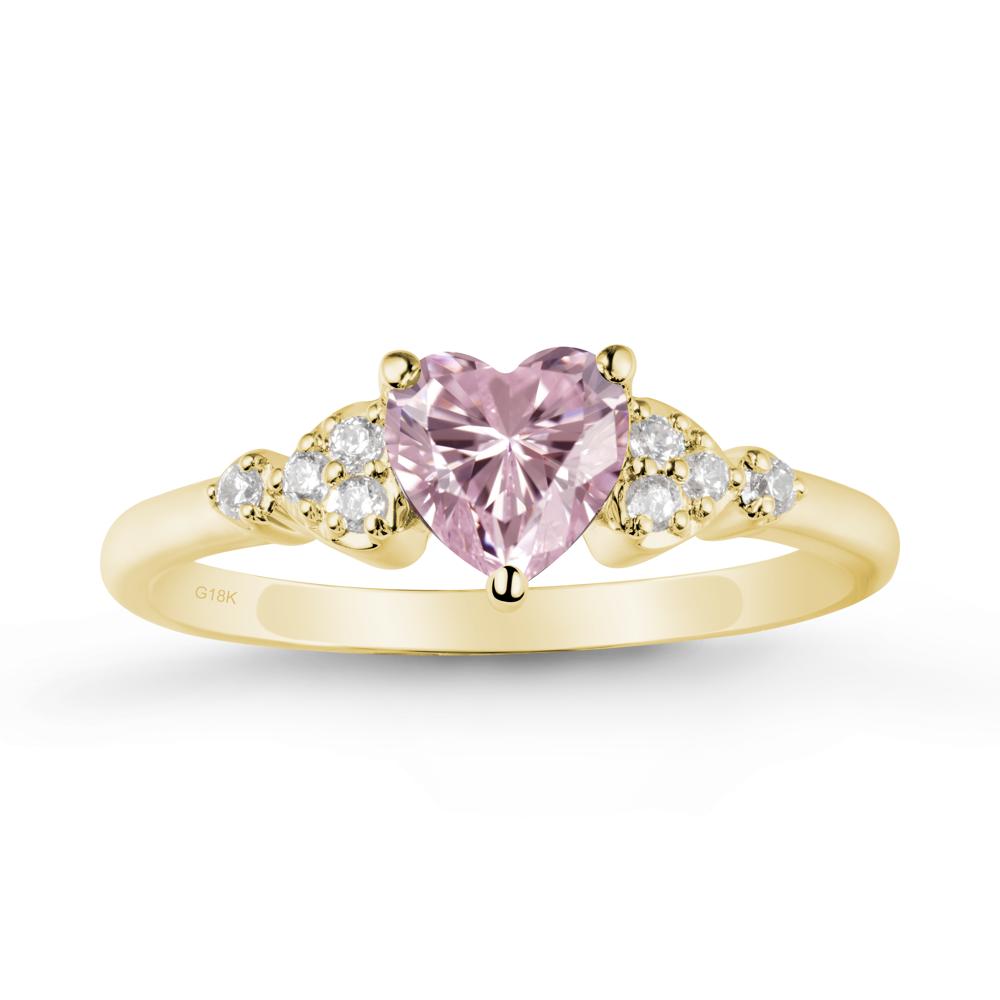 Heart Shaped Prong Set Pink Cubic Zirconia Ring - LUO Jewelry #metal_18k yellow gold