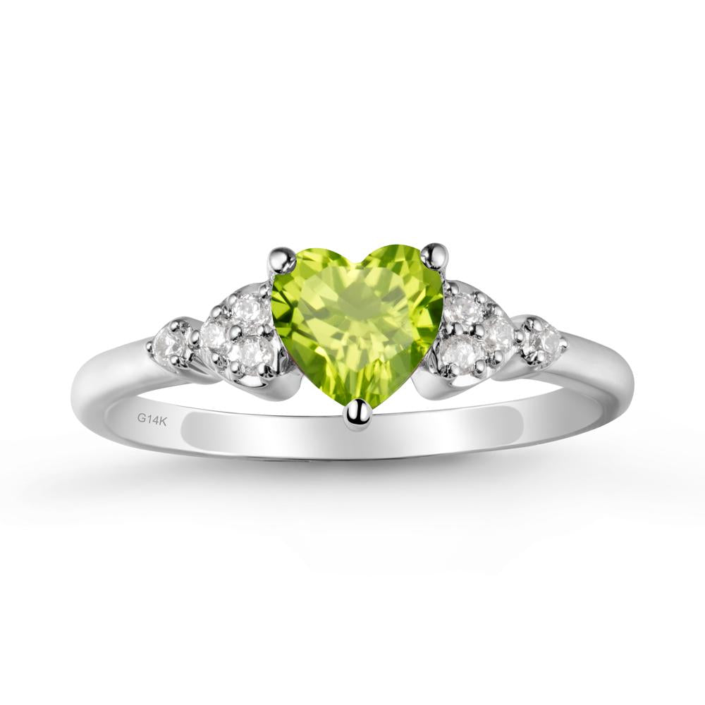 Simple Heart Shaped Peridot Ring - LUO Jewelry #metal_14k white gold