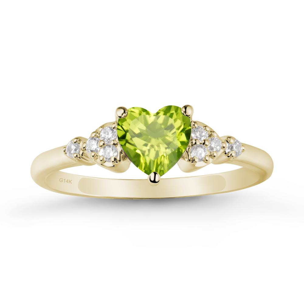 Simple Heart Shaped Peridot Ring - LUO Jewelry #metal_14k yellow gold
