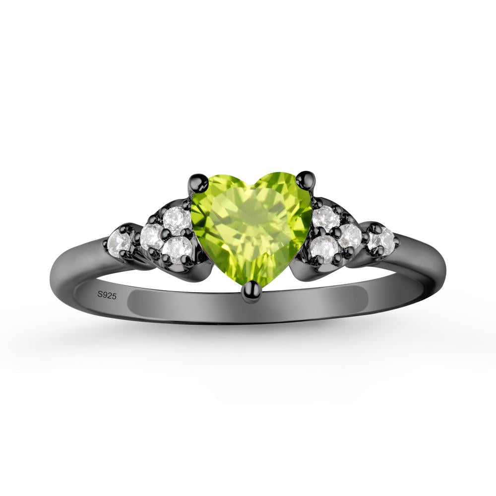 Simple Heart Shaped Peridot Ring - LUO Jewelry #metal_black finish sterling silver