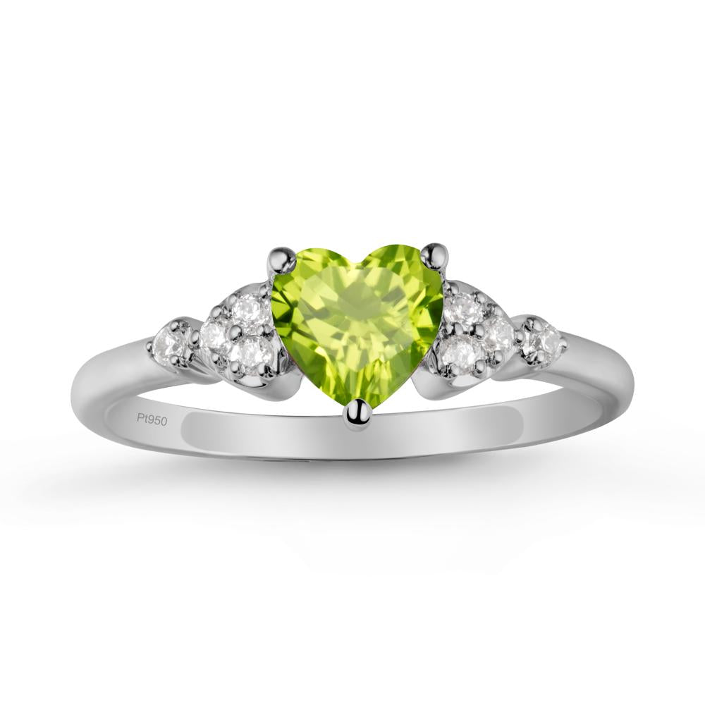 Simple Heart Shaped Peridot Ring - LUO Jewelry #metal_platinum