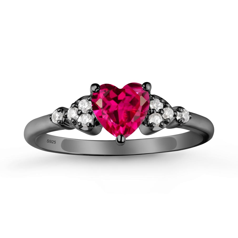 Simple Heart Shaped Ruby Ring - LUO Jewelry #metal_black finish sterling silver