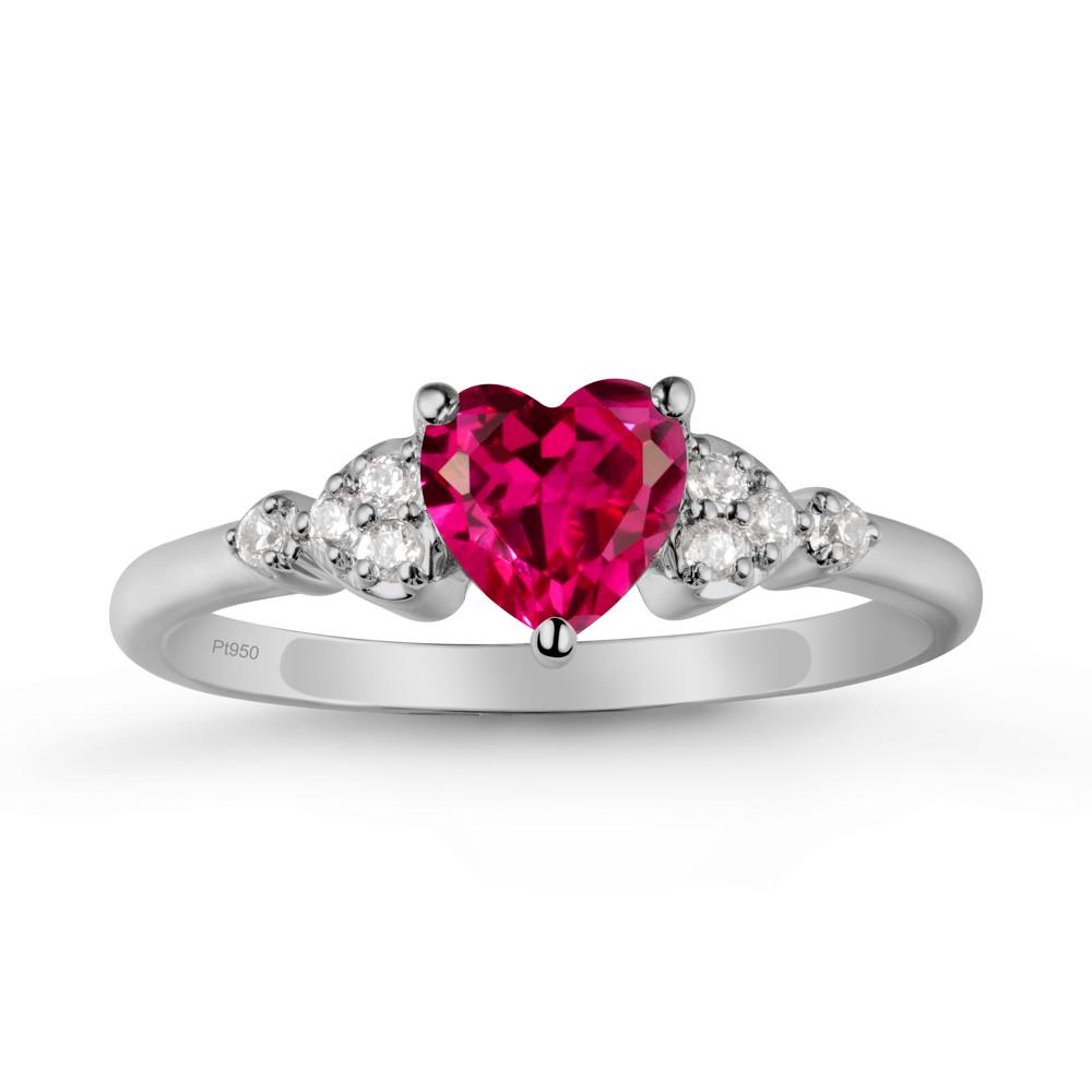 Simple Heart Shaped Ruby Ring - LUO Jewelry #metal_platinum