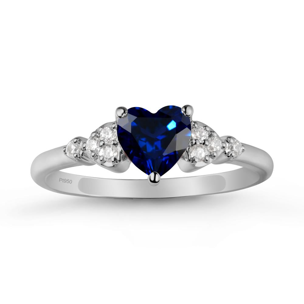 Heart Shaped Prong Set Sapphire Ring - LUO Jewelry #metal_platinum