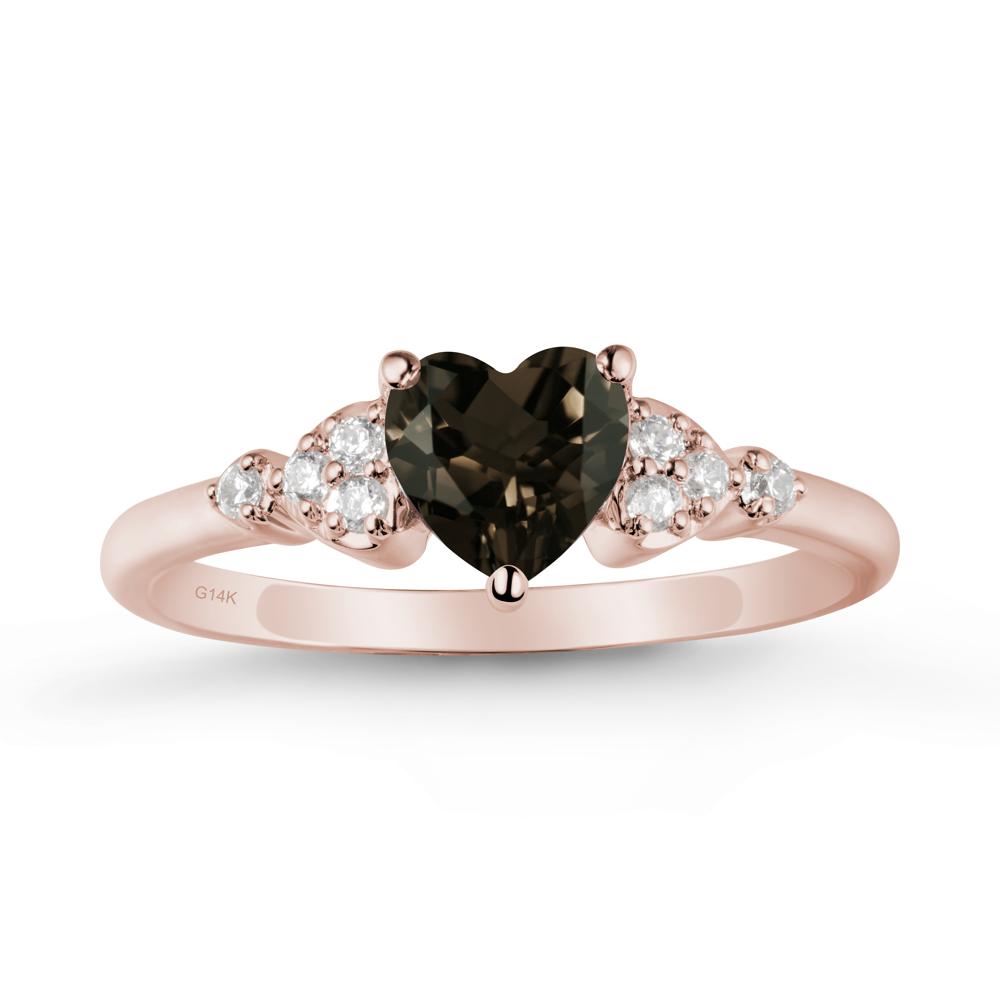 Simple Heart Shaped Smoky Quartz Ring - LUO Jewelry #metal_14k rose gold
