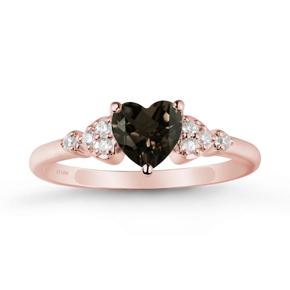 Simple Heart Shaped Smoky Quartz Ring - LUO Jewelry #metal_18k rose gold
