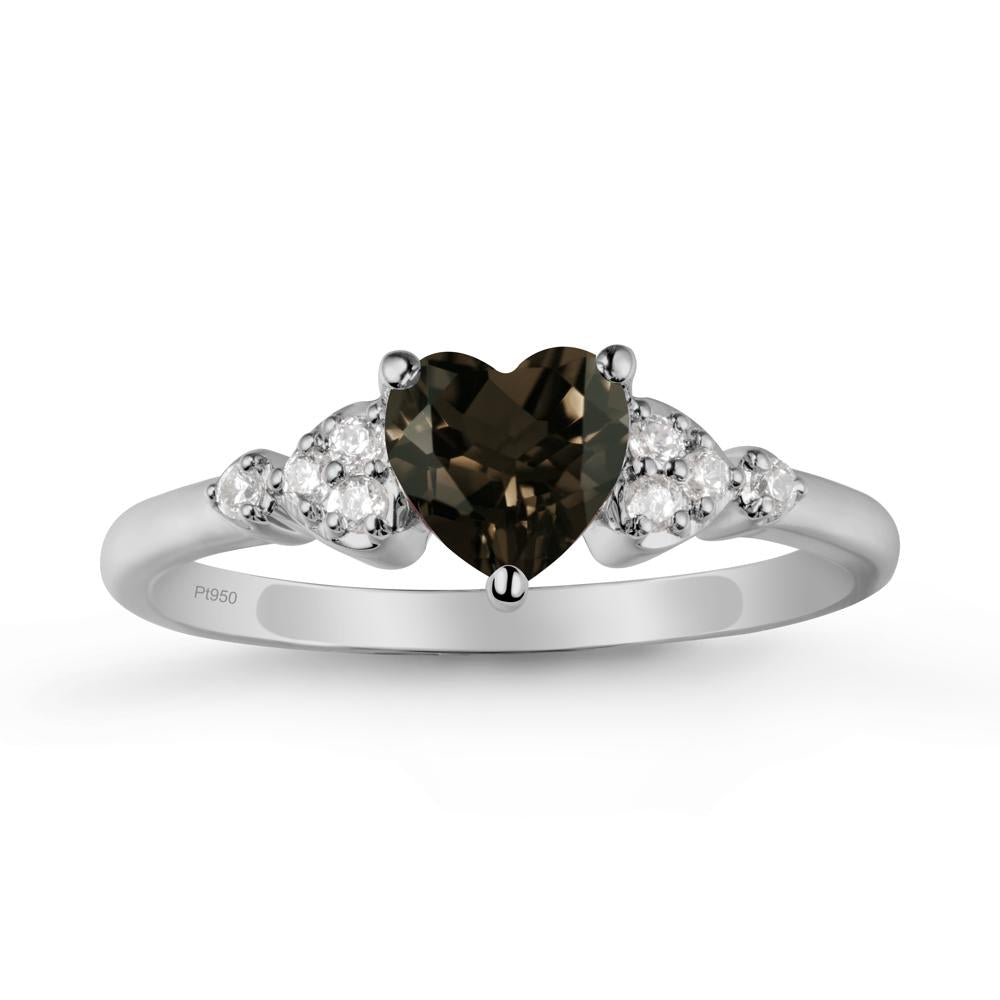 Simple Heart Shaped Smoky Quartz Ring - LUO Jewelry #metal_platinum