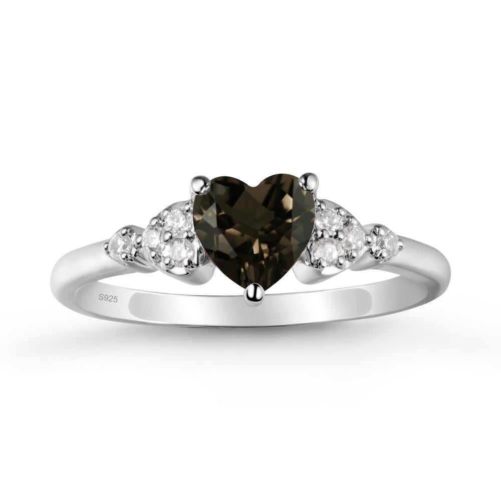 Simple Heart Shaped Smoky Quartz Ring - LUO Jewelry #metal_sterling silver