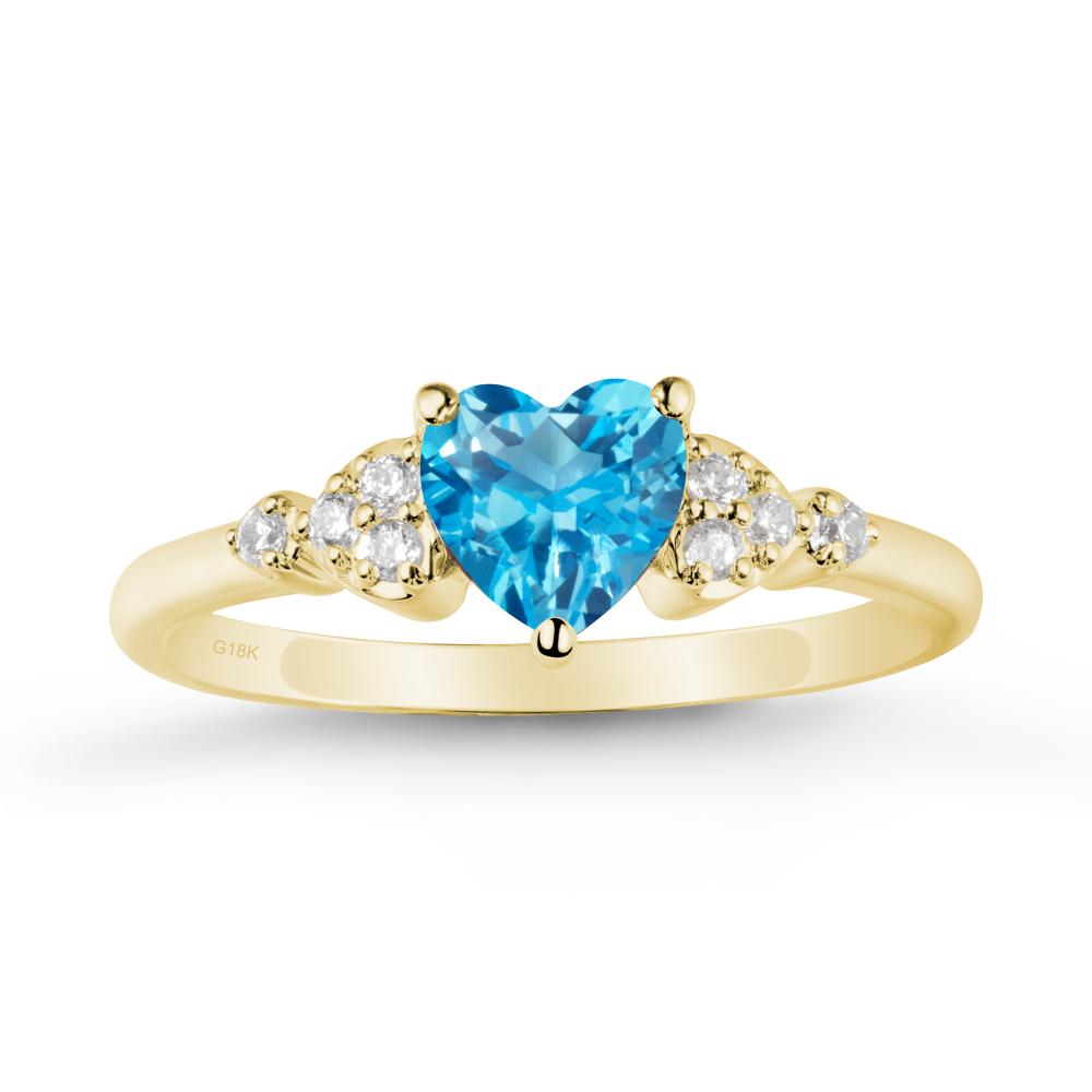 Heart Shaped Prong Set Swiss Blue Topaz Ring - LUO Jewelry #metal_18k yellow gold
