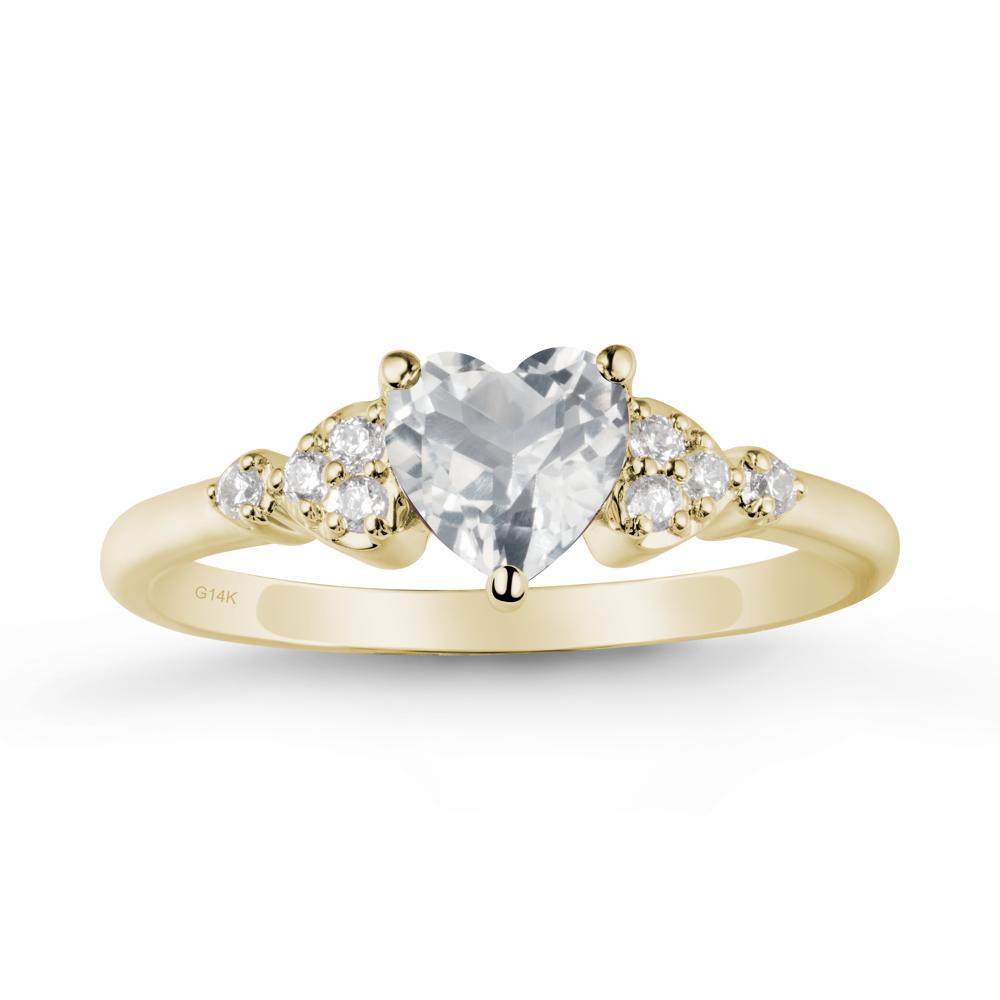 Simple Heart Shaped White Topaz Ring - LUO Jewelry #metal_14k yellow gold
