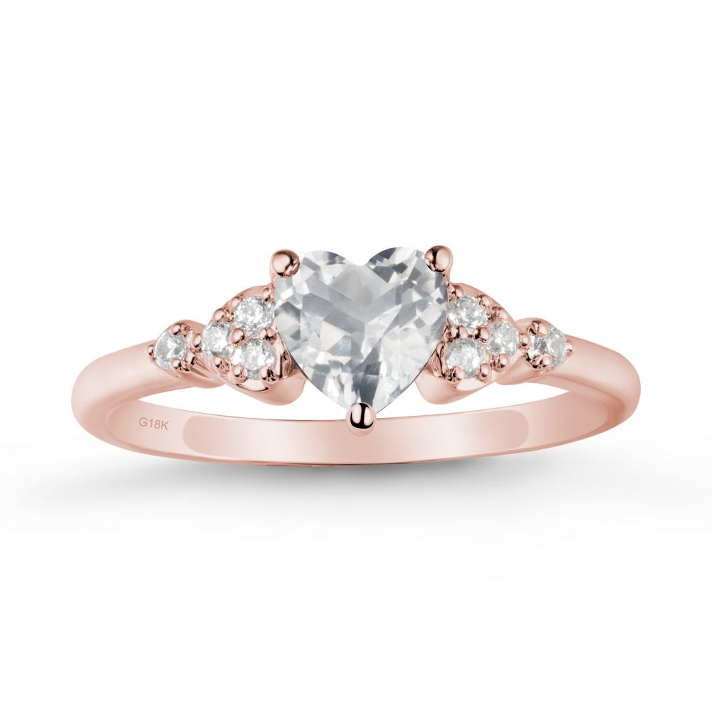 Simple Heart Shaped White Topaz Ring - LUO Jewelry #metal_18k rose gold
