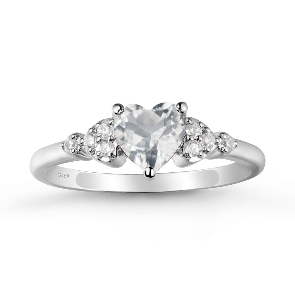 Simple Heart Shaped White Topaz Ring - LUO Jewelry #metal_18k white gold