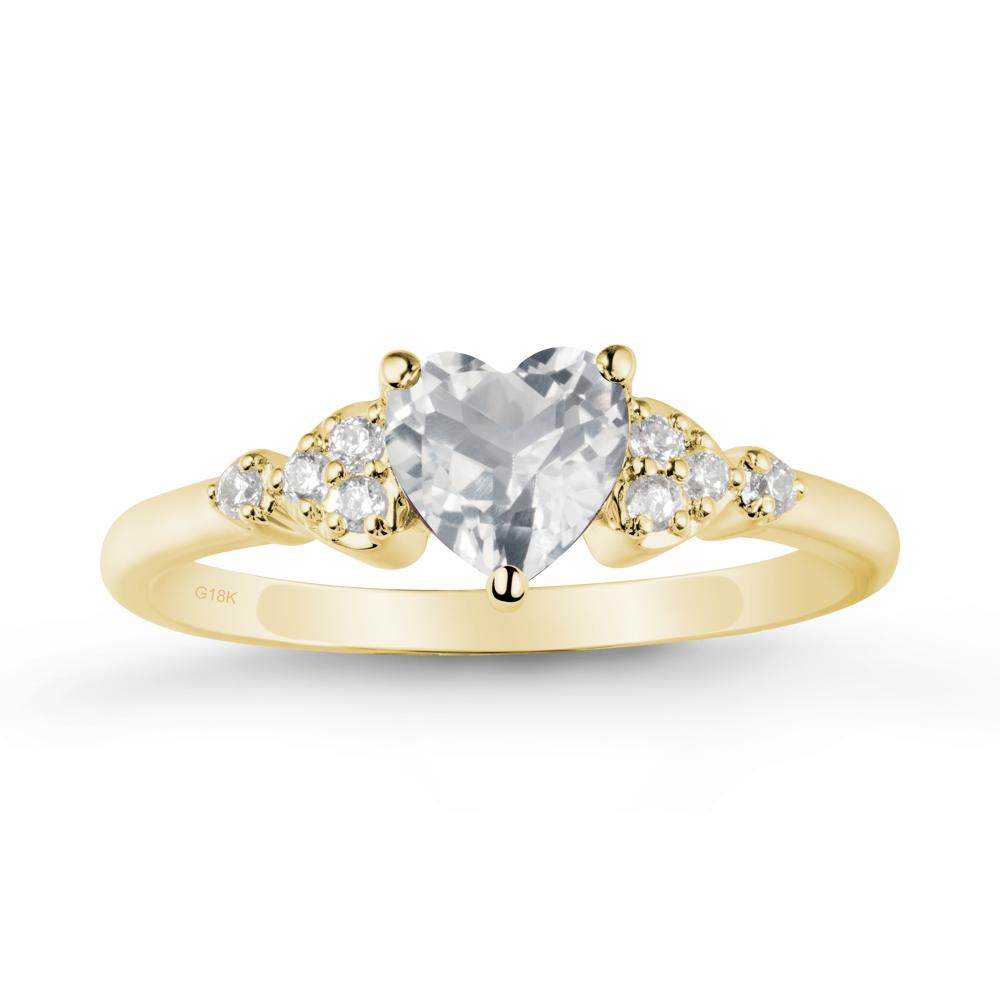Simple Heart Shaped White Topaz Ring - LUO Jewelry #metal_18k yellow gold