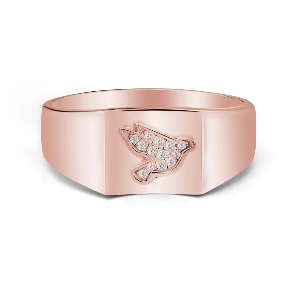 Men Moissanite Ring with Dove Totem - LUO Jewelry #metal_18k rose gold