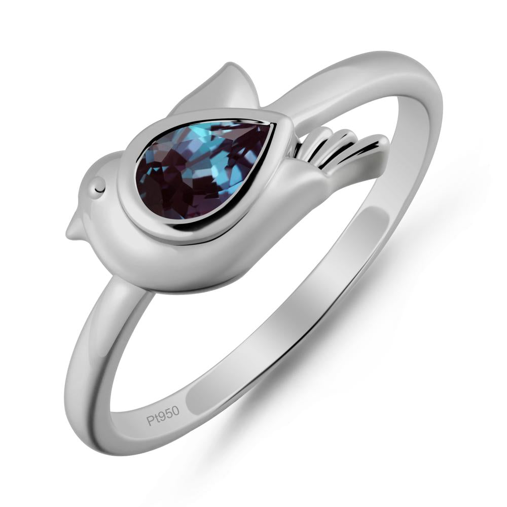 Cute Pigeon Shaped Alexandrite Ring - LUO Jewelry #metal_platinum