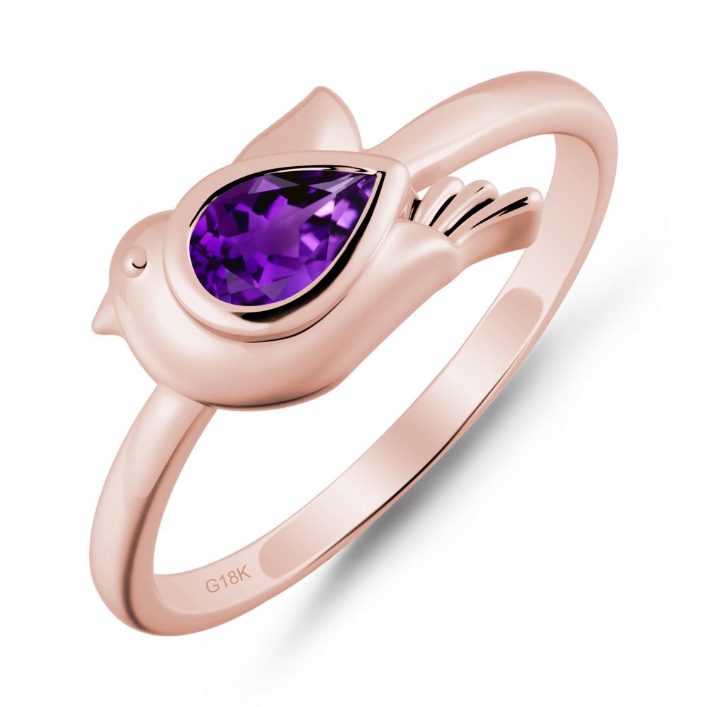 Peace Dove Amethyst Ring - LUO Jewelry #metal_18k rose gold
