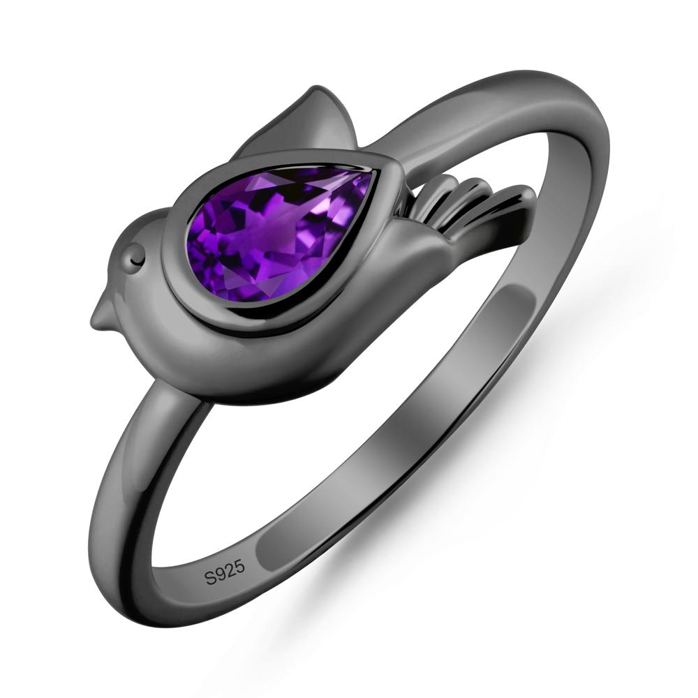 Peace Dove Amethyst Ring - LUO Jewelry #metal_black finish sterling silver