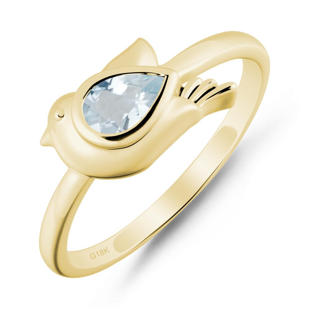 Cute Pigeon Shaped Aquamarine Ring - LUO Jewelry #metal_18k yellow gold
