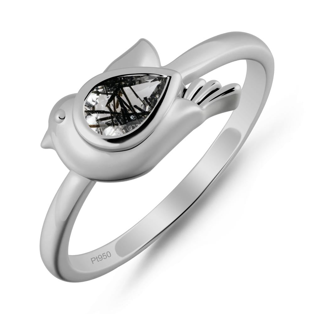 Peace Dove Black Rutilated Quartz Ring - LUO Jewelry #metal_platinum