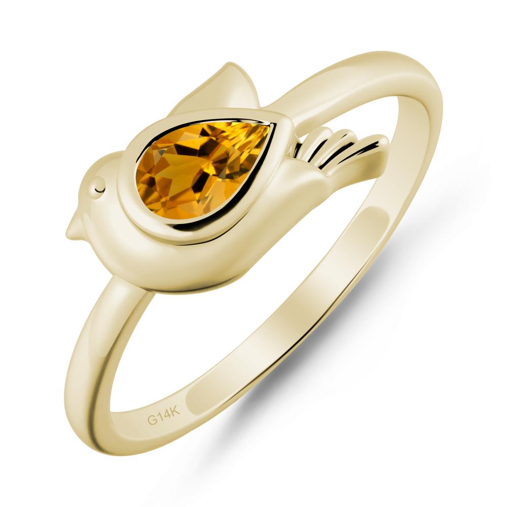 Peace Dove Citrine Ring - LUO Jewelry #metal_14k yellow gold