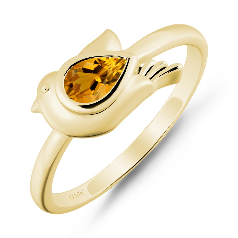 Peace Dove Citrine Ring - LUO Jewelry #metal_18k yellow gold