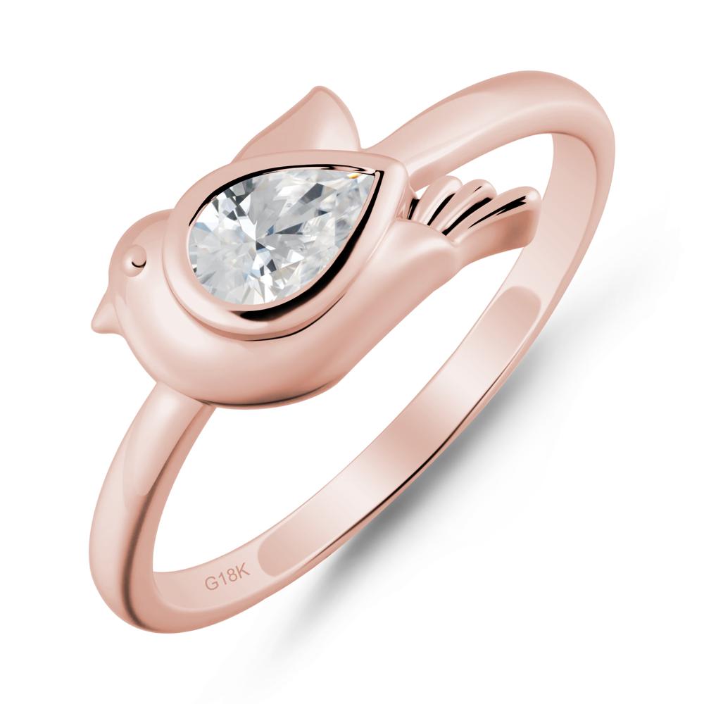 Cute Pigeon Shaped Cubic Zirconia Ring - LUO Jewelry #metal_18k rose gold