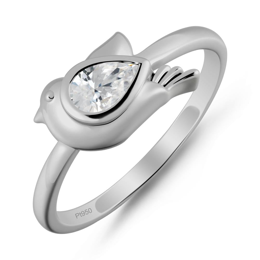 Cute Pigeon Shaped Cubic Zirconia Ring - LUO Jewelry #metal_platinum